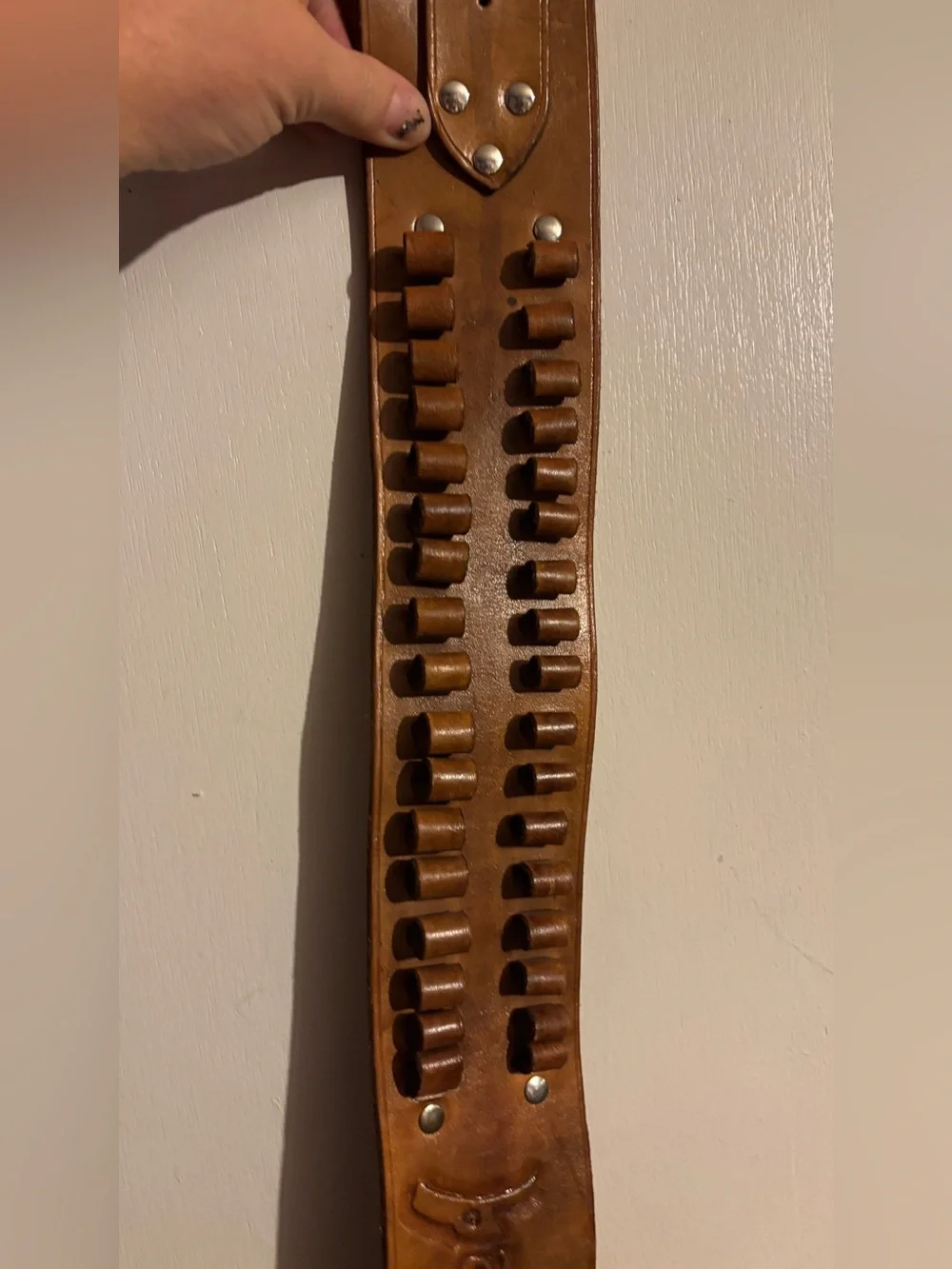 leather cartridge belt, specifically designed with individual loops